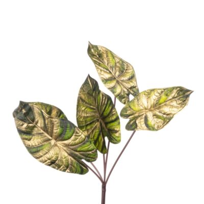 METALL.TROP.LEAF STEM GRN/GLD 40.5CM (SP-20565)