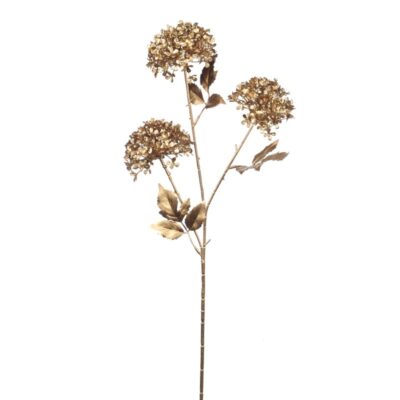 METALL.3 HYDRANGEA FLOWERS STEM GLD 66CM (SP-20616)