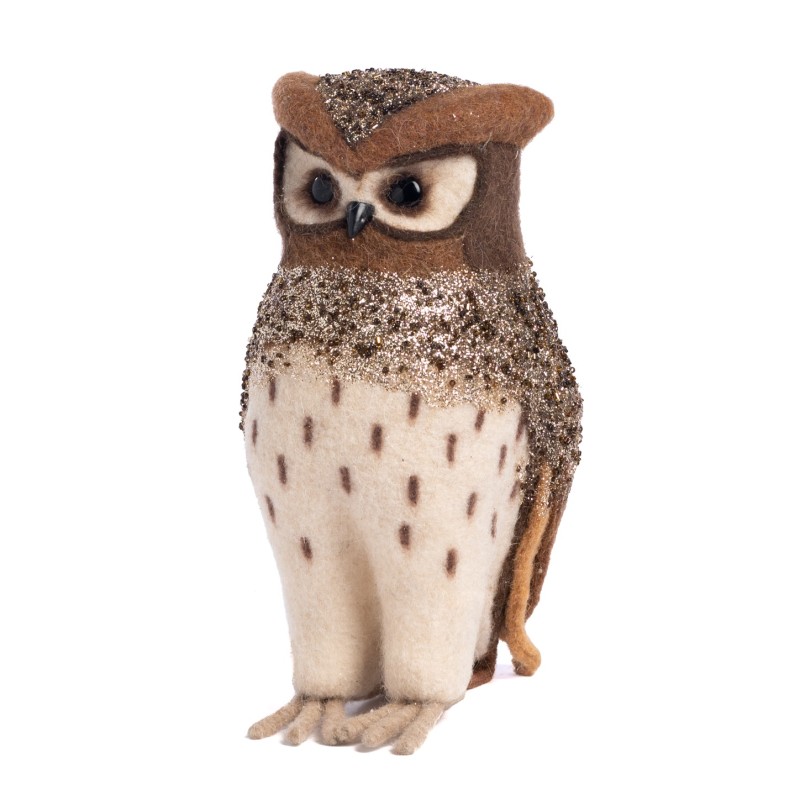 FELT GLT OWL TT CRM/BRWN 26.5CM (T-79010)