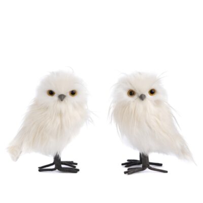 FURRY LONG HAIR OWL TT ASS/2 WH/CRM 21CM (T-79032)