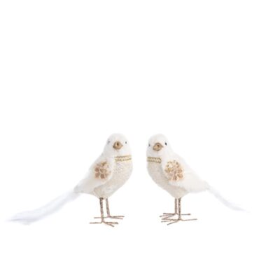 FURRY/LACE/PLUME BIRD TT ASS/2 CRM/WH/GLD 20CM (T-79046)