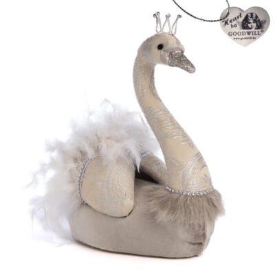Лебідь 'Plume' з короною, титановий кремовий, 38 см, Goodwill (модель T-79057)