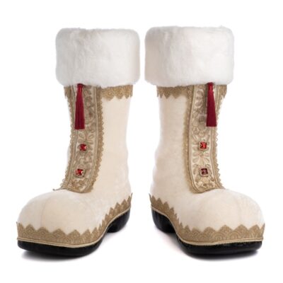 FURRY FABR.SANTA BOOTS SET/2 TT CRM 38CM (T-79073)