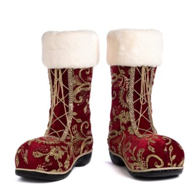 FURRY BROC.SANTA BOOTS SET/2 TT BURG 38CM (T-79074)