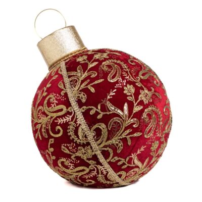 BROC.SWIRL XMAS DISPLAY BALL TT RD/GLD 51CM (T-79111)