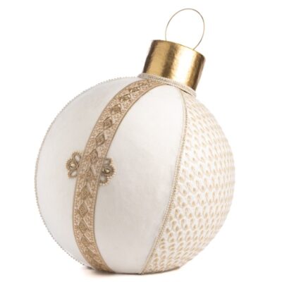 BROC.DISPLAY XMAS BALL CRM/GLD 51CM (T-79113)