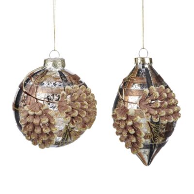 GLSS 3D PINEC.TART.BALL/FIN.ORN ASS/2 BRWN 11.5CM (TC-15031)