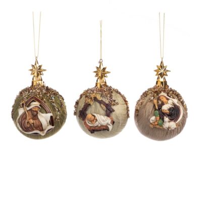 HOLY FAMILY STAR TOP BALL ASS/3 GLD 13.5CM (TR-21261)