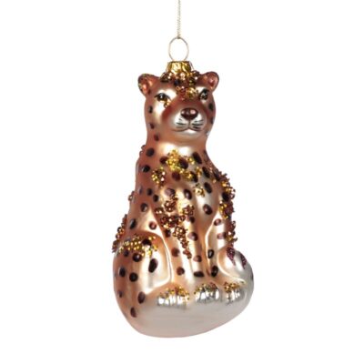 GLSS GLT SITT.LEOPARD ORN BRWN 13CM (TR-21330)