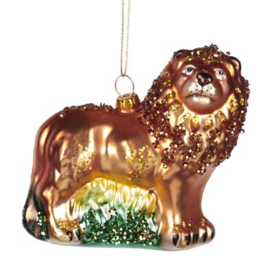 GLSS SEQ.STAND.LION ORN YL/BRWN/GRN 11CM (TR-21331)