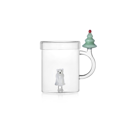 tea mug w/lid white bear & wish tree