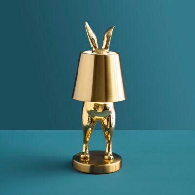 Світлодіодна настільна лампа Hiding Rabbit, блискуче золото,
полірезин, 11x28 см, USB-порт, регулювання яскравості, теплий
біло-білий