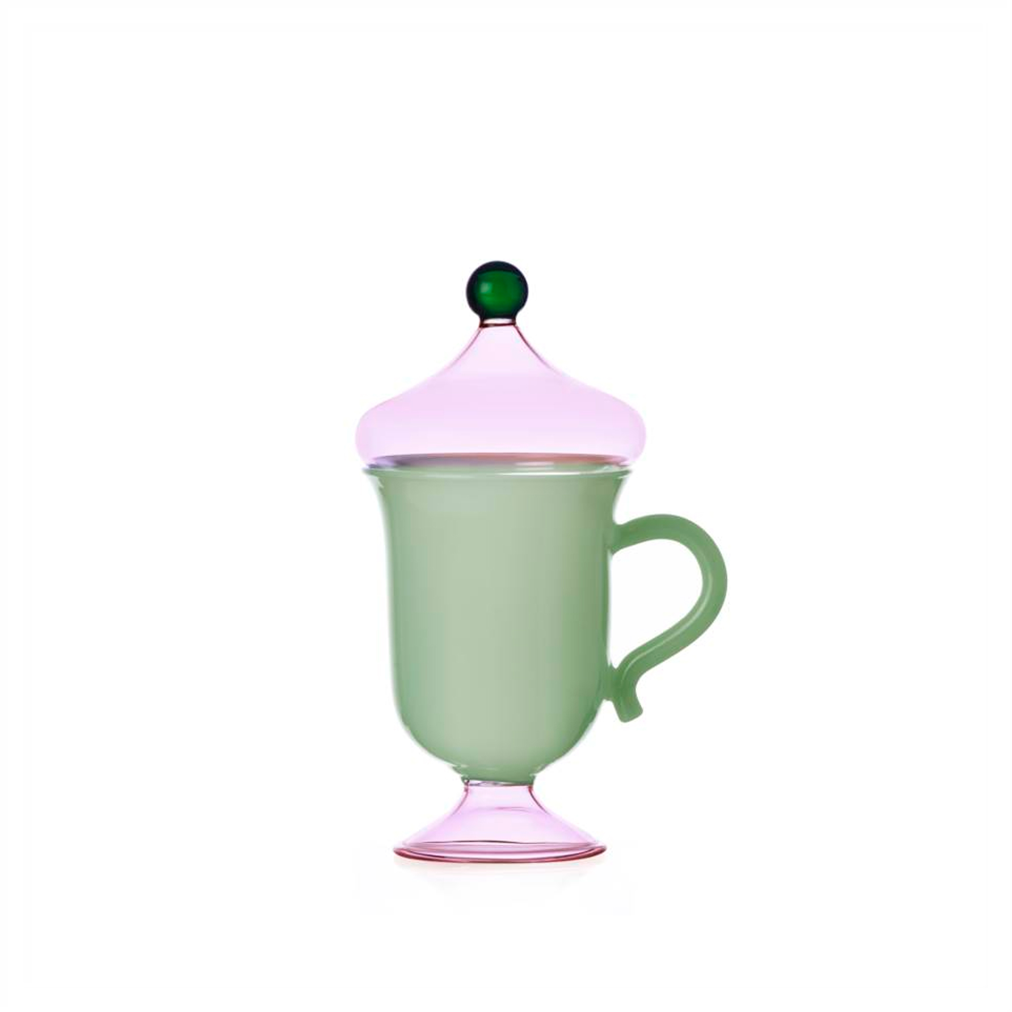 SOGNI D'ORIENTE matt green mug w/pink li