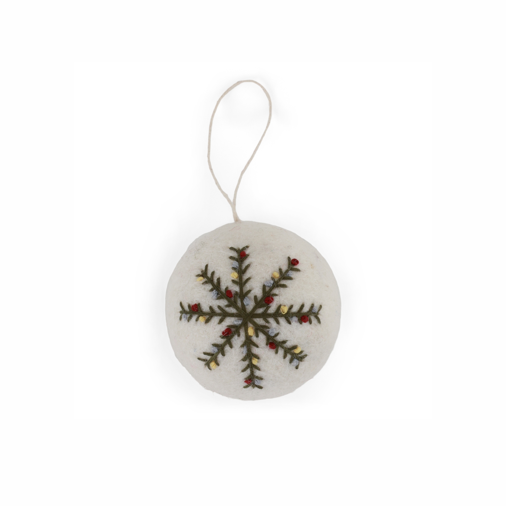 Куля різдвяна біла Gry&Sif – Christmas Bauble (Embroidered Snowflake)