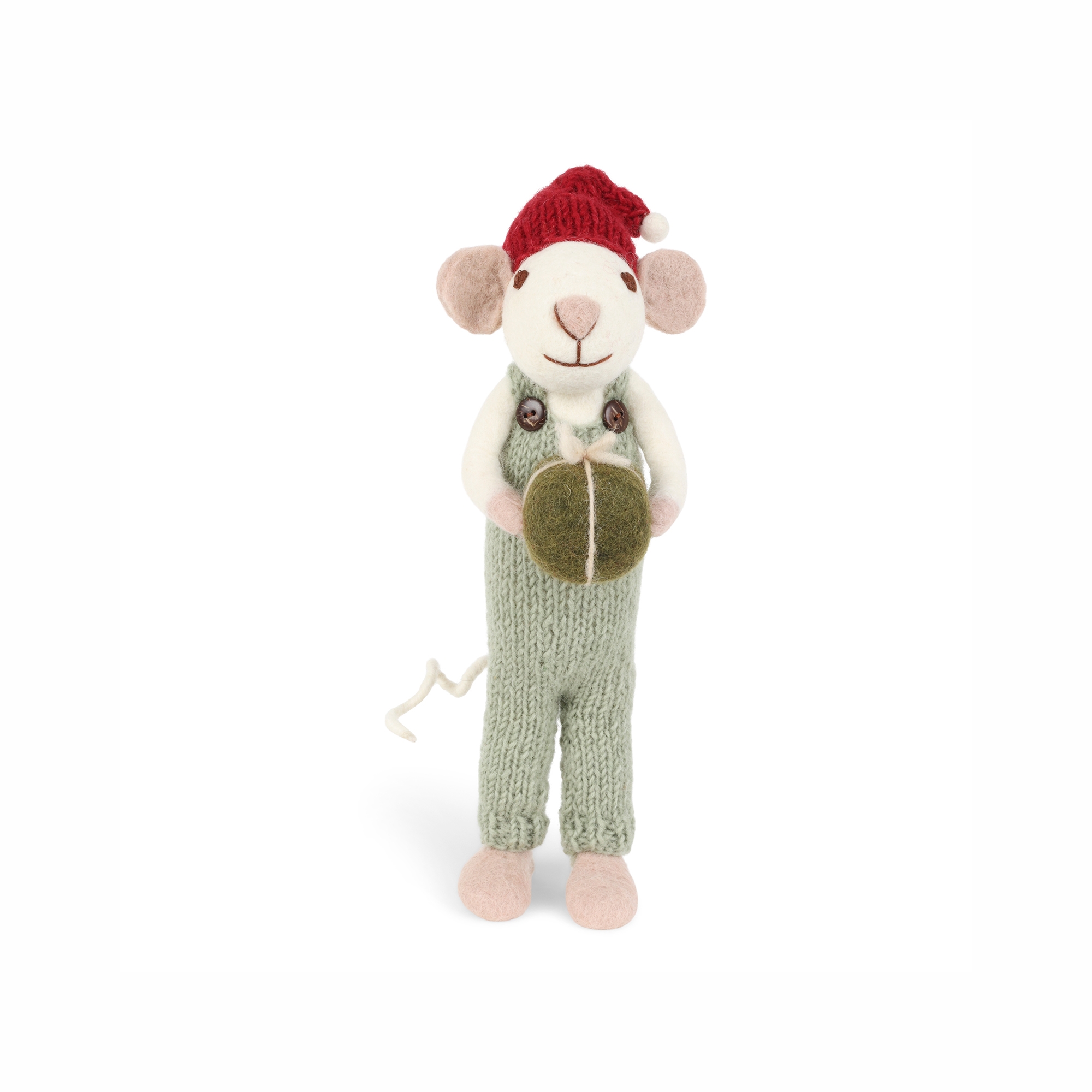 Миша біла велика Gry&Sif – Big White Mouse w/Light Green Pants & Present (світло-зелені штани)