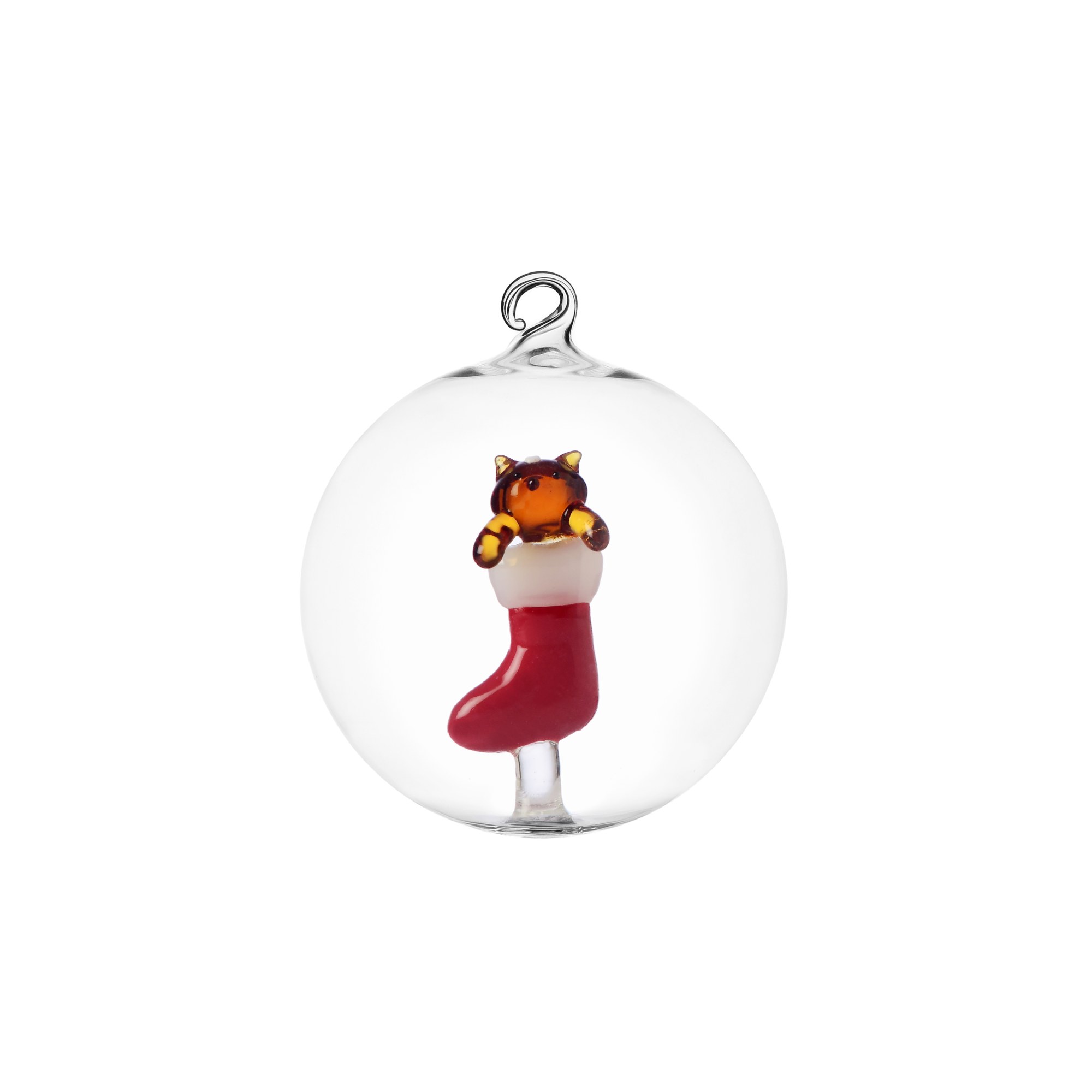 Ichendorf Ялинкова куля бурштиновий кіт TABBY CAT CHRISTMAS EDITION