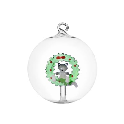 Ichendorf Ялинкова куля вінок з білим котом TABBY CAT CHRISTMAS EDITION